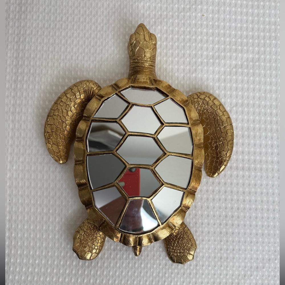 Gold Turtle Wall Decorative with Mirrored Inlays Shell